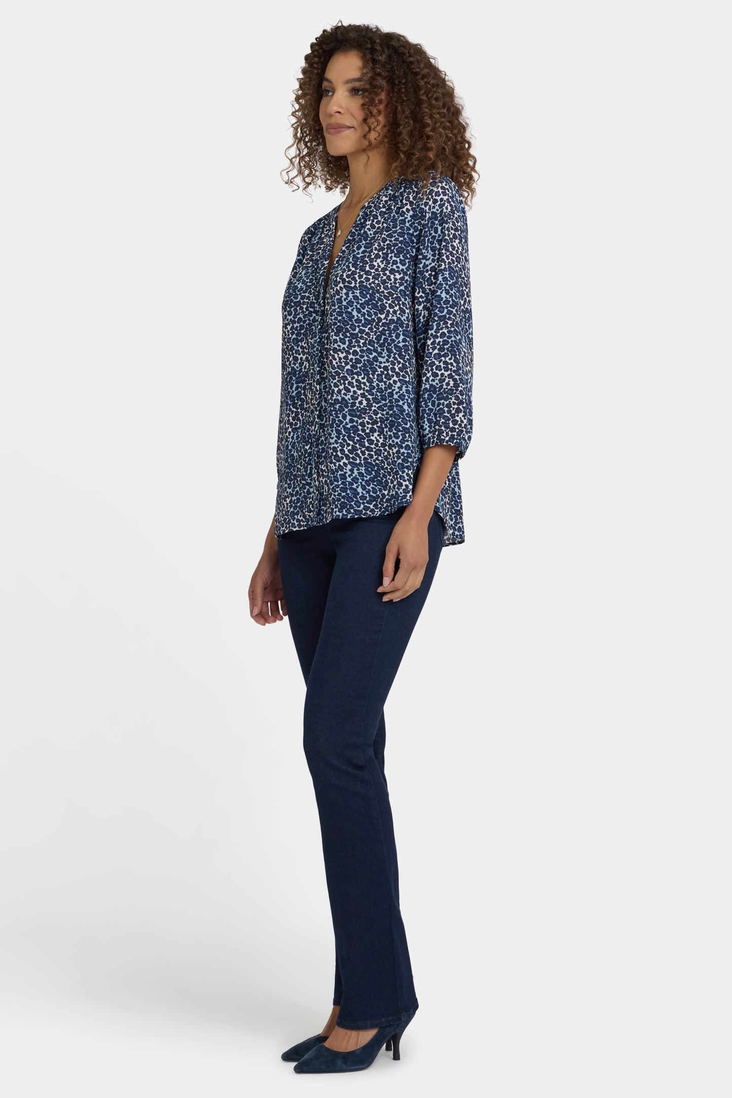 Pintuck Blouse - Indigo Cat