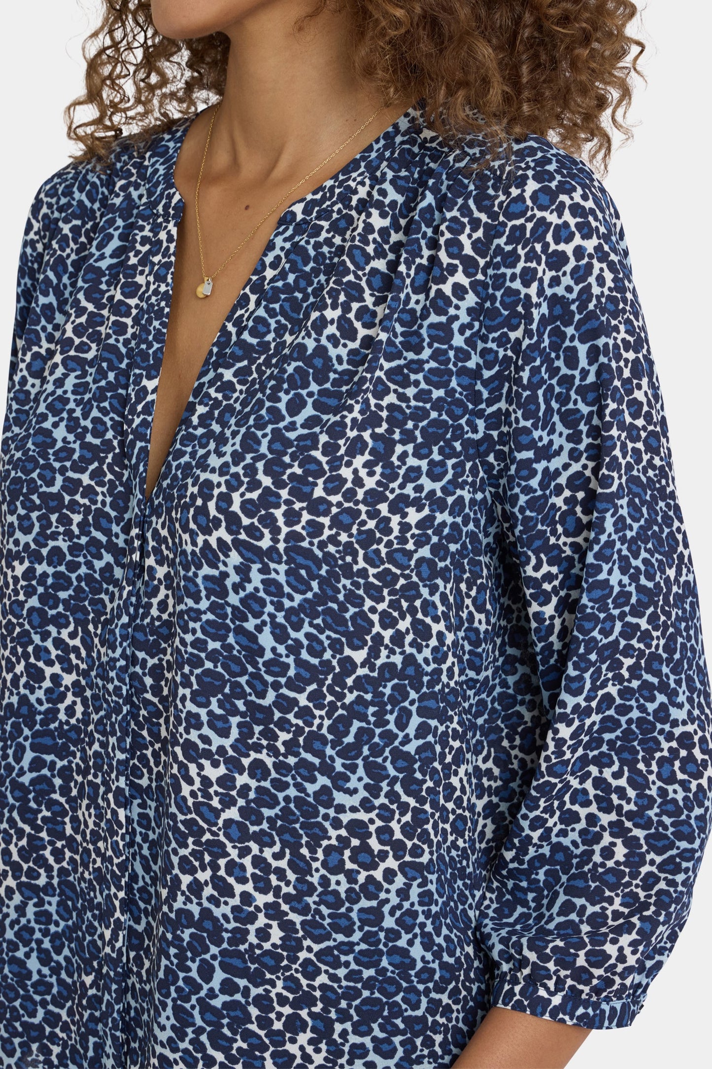 Pintuck Blouse - Indigo Cat
