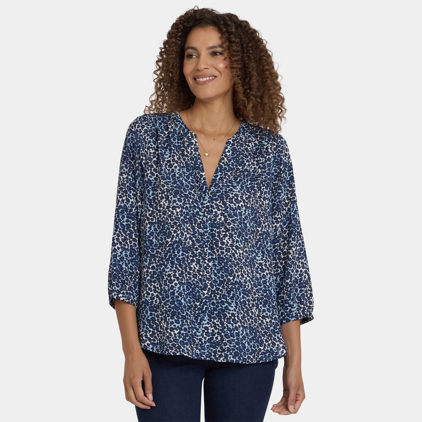 Pintuck Blouse - Indigo Cat