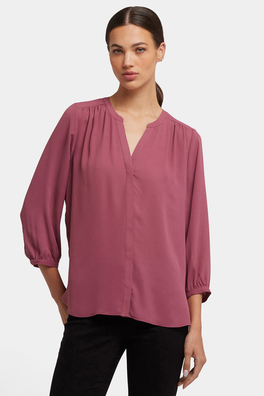 Pintuck Blouse - Vintage Rose