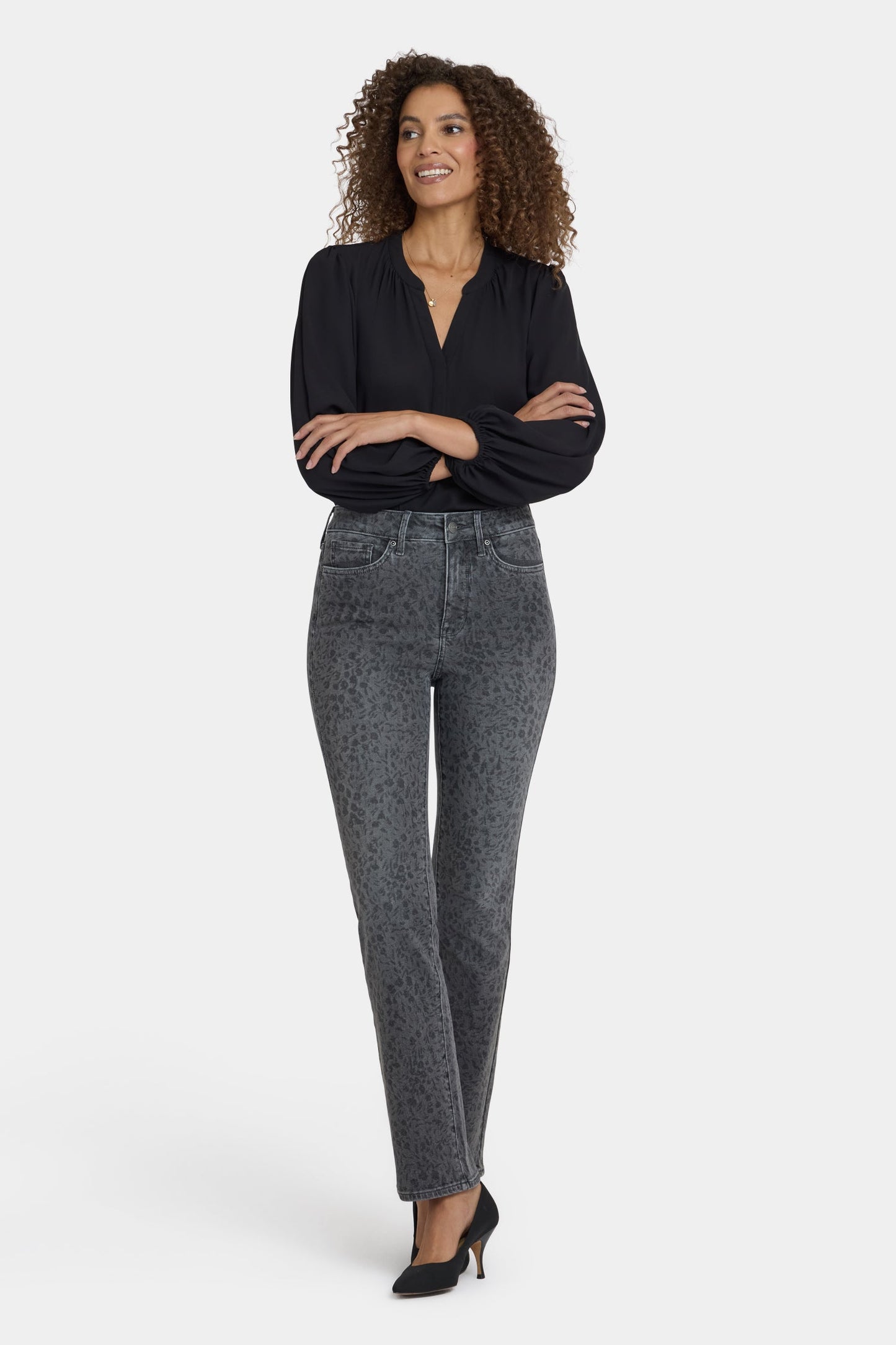 Marilyn Straight Jeans - Grey Daniela Ditsy