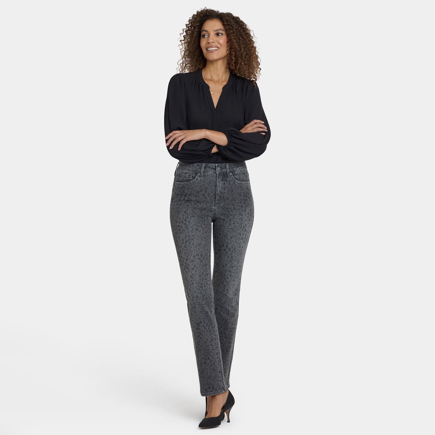 Marilyn Straight Jeans - Grey Daniela Ditsy