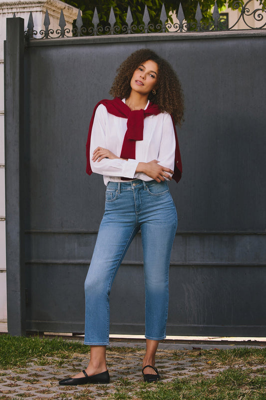 Marilyn Straight Ankle Jeans - Avenue Blue