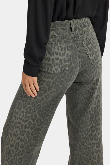 Teresa Wide Leg Ankle Jeans - Vine Leaf Leopard