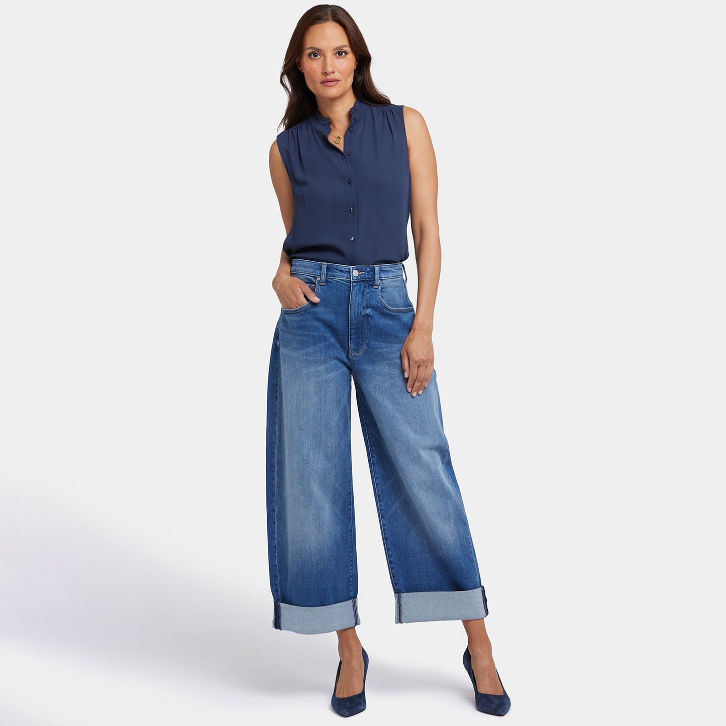 Renee Baggy Wide Leg Jeans - Picasso Lake
