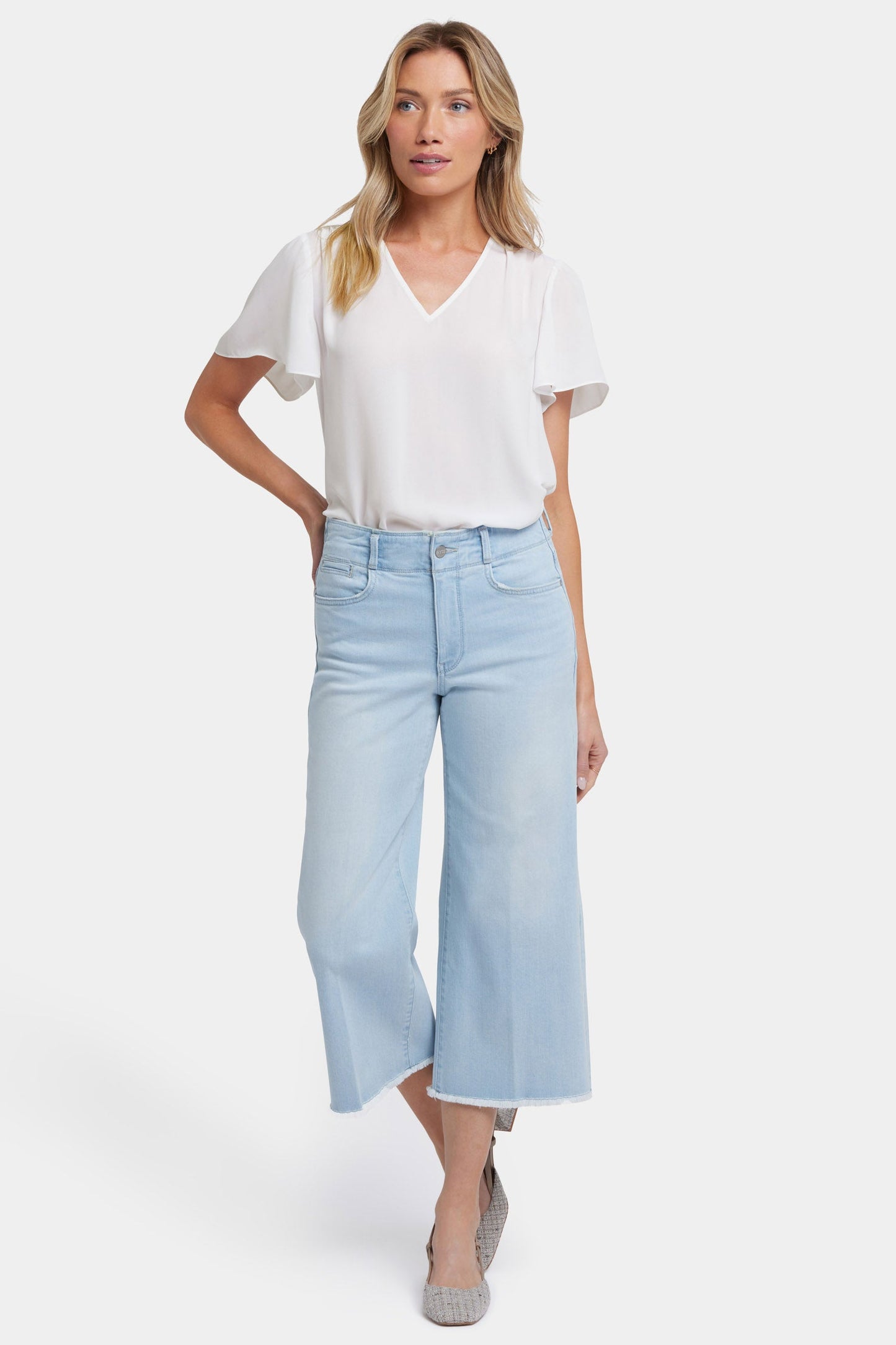 Brigitte Wide Leg Capri Jeans - Clear Waters