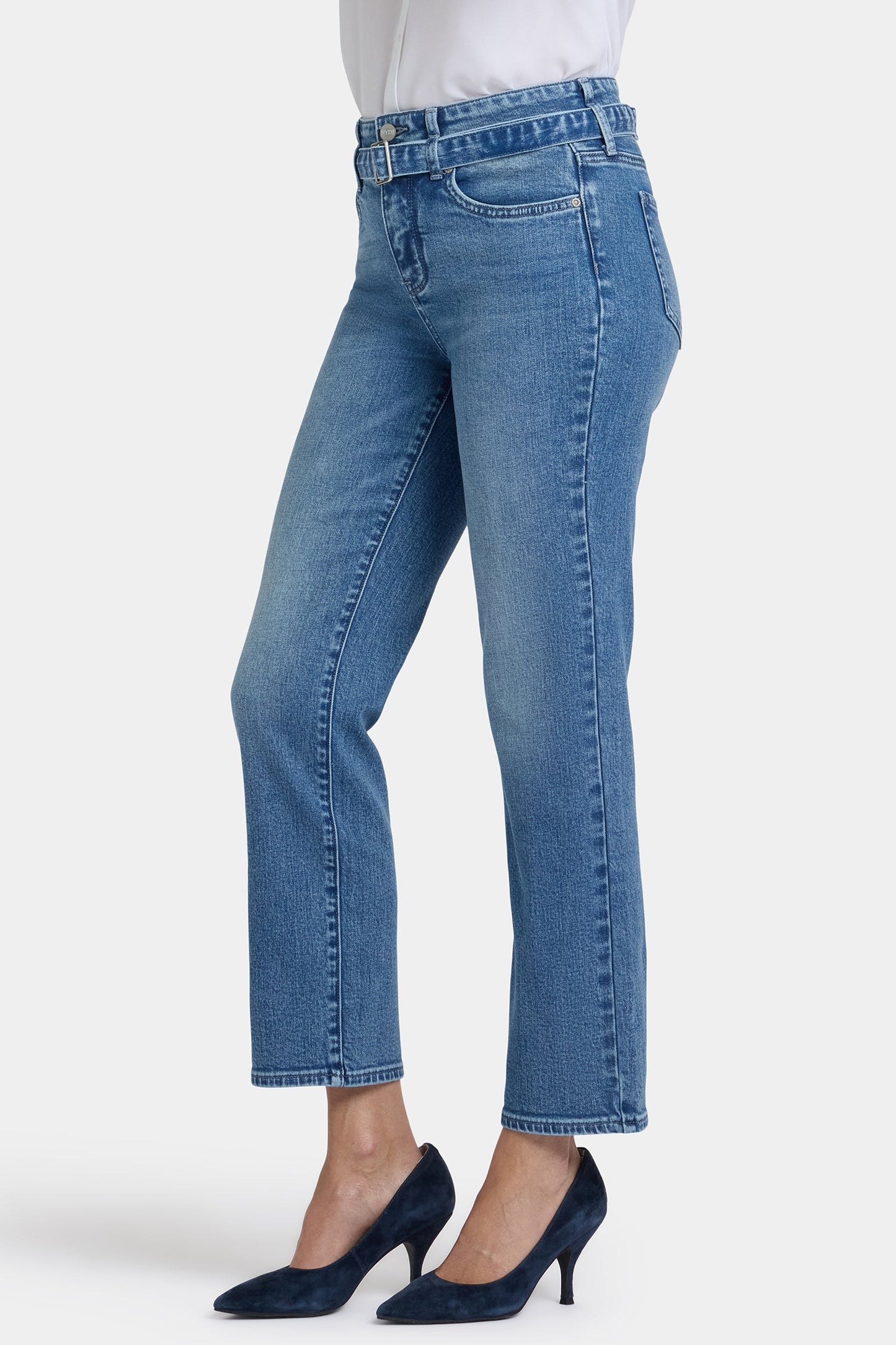Marilyn Straight Ankle Jeans - Washed Crystal