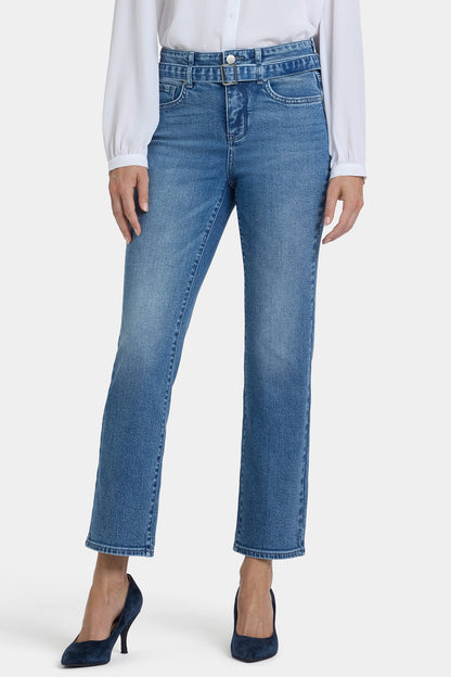 Marilyn Straight Ankle Jeans - Washed Crystal