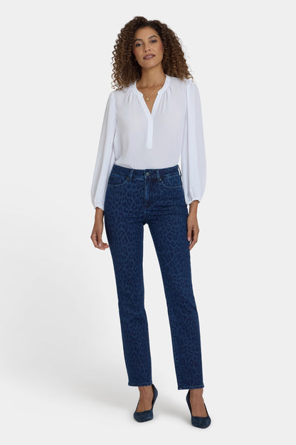 Marilyn Straight Jeans - Dark Denim Leopard
