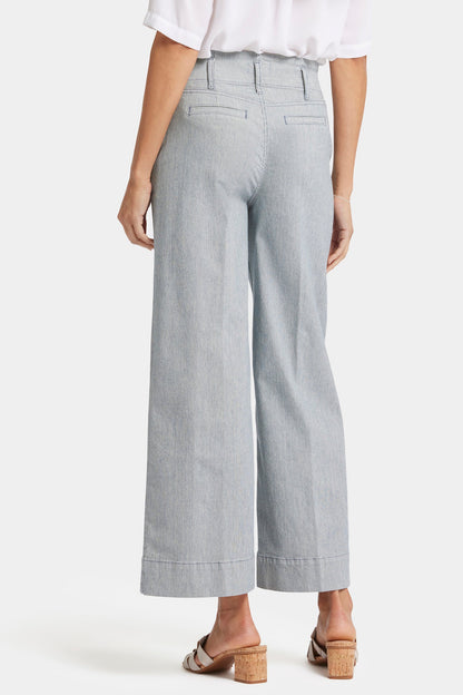 Mona Wide Leg Trouser Ankle Jeans - Canyon River Stripe