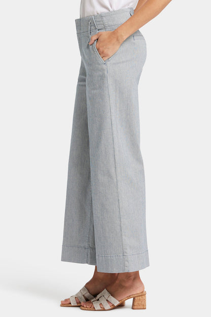 Mona Wide Leg Trouser Ankle Jeans - Canyon River Stripe