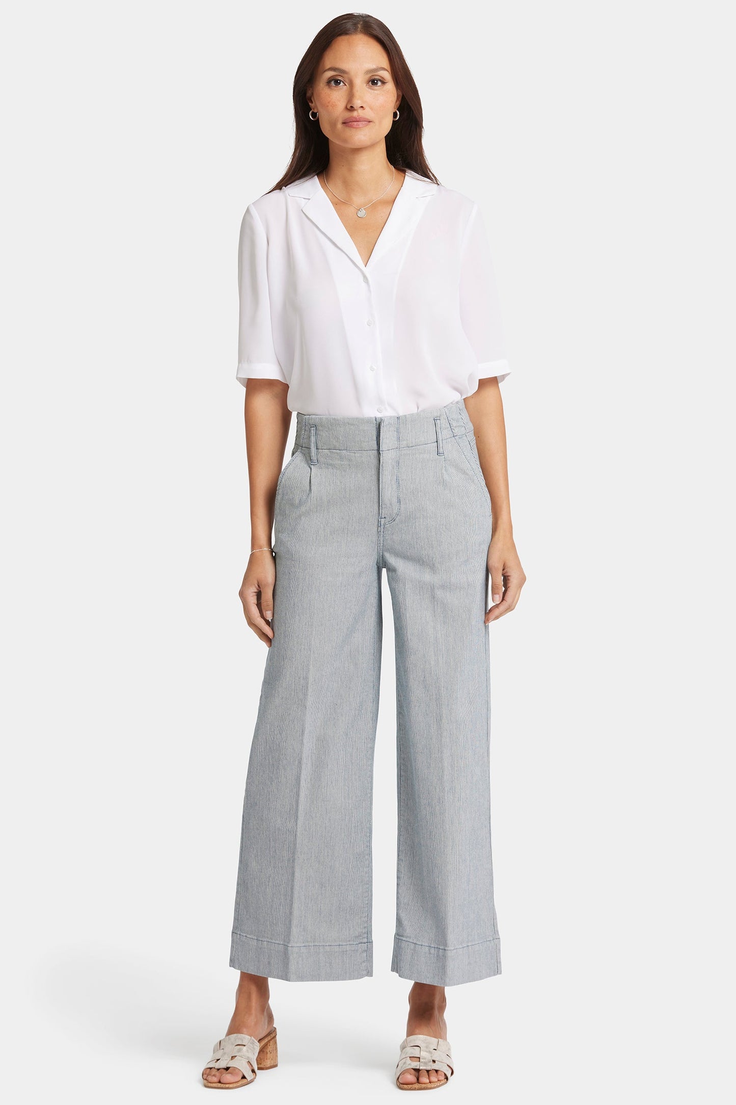 Mona Wide Leg Trouser Ankle Jeans - Canyon River Stripe