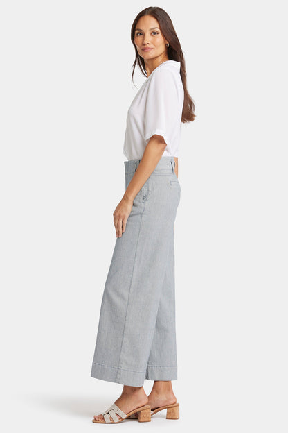 Mona Wide Leg Trouser Ankle Jeans - Canyon River Stripe