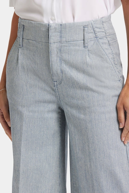 Mona Wide Leg Trouser Ankle Jeans - Canyon River Stripe