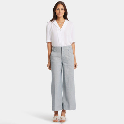 Mona Wide Leg Trouser Ankle Jeans - Canyon River Stripe