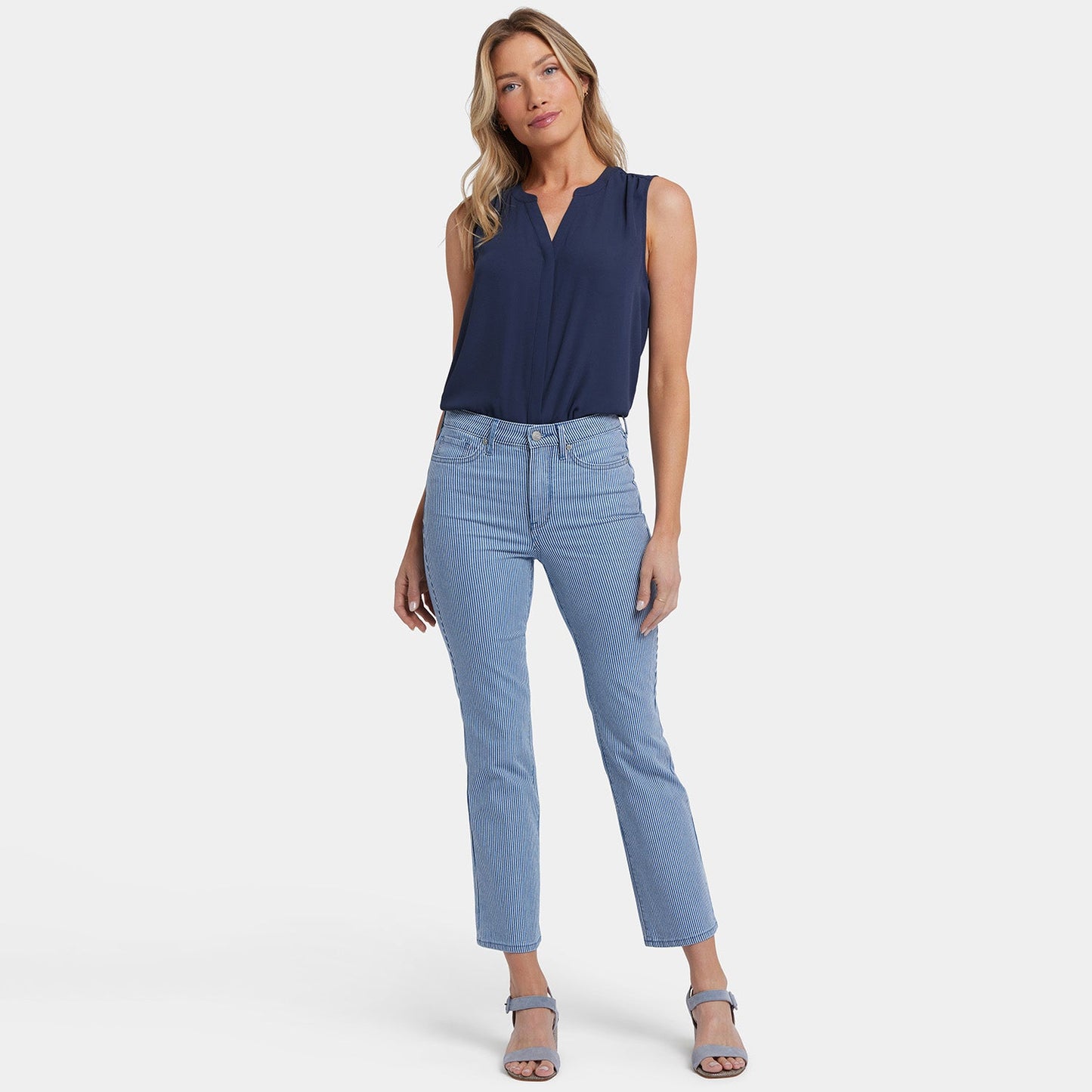 Billie Mini Bootcut Ankle Jeans - Villa Vista Stripe