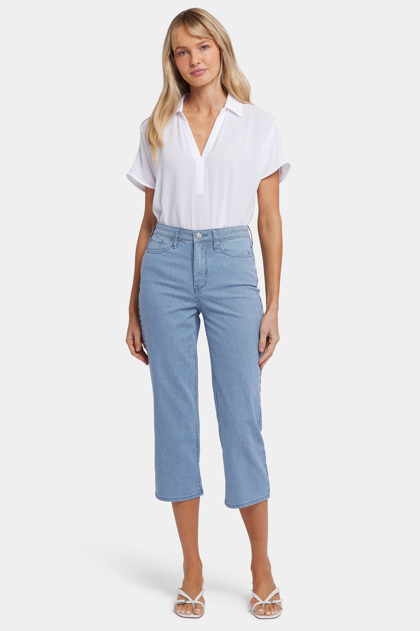Joni Relaxed Capri Jeans - Villa Vista Stripe