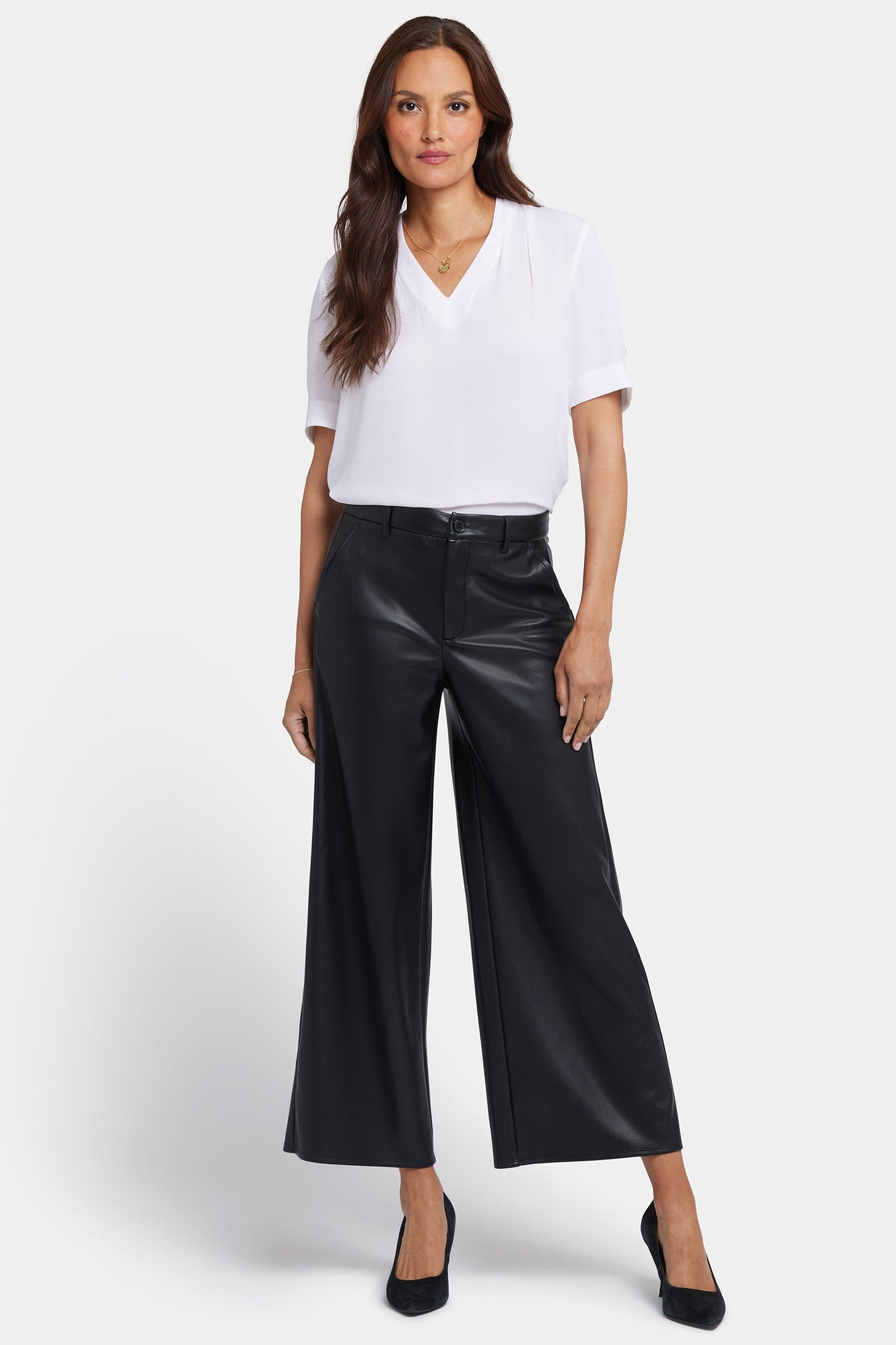 Vegan Stretch Leather Morgan Trouser Pants - Black
