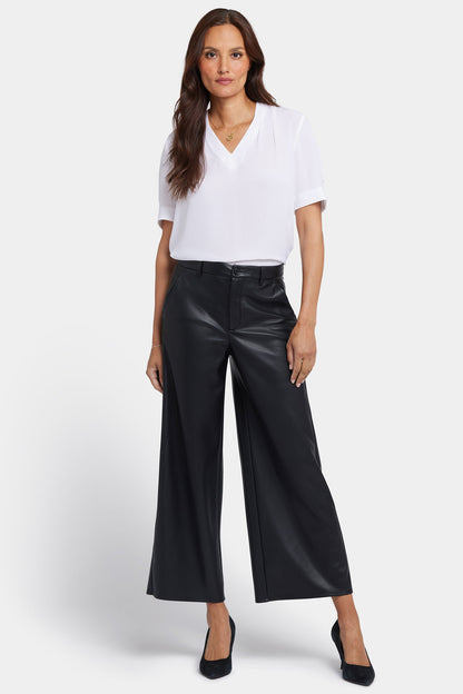 Vegan Stretch Leather Morgan Trouser Pants - Black