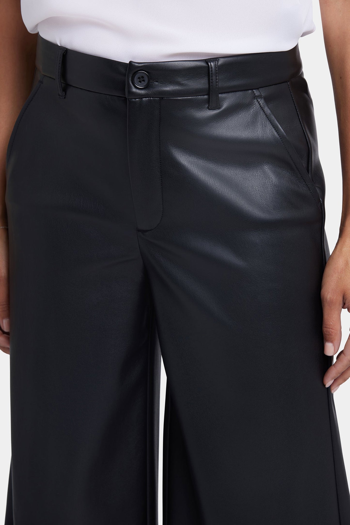 Vegan Stretch Leather Morgan Trouser Pants - Black