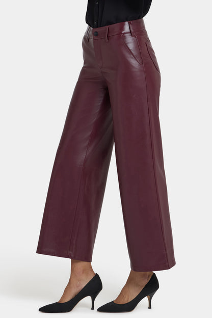Vegan Stretch Leather Wide Leg Trouser Pants - Tavern
