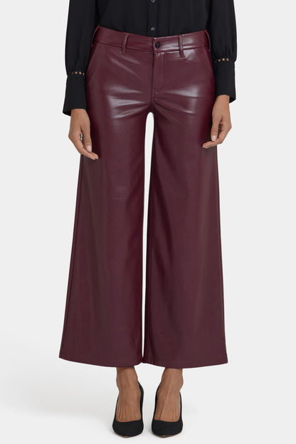 Vegan Stretch Leather Wide Leg Trouser Pants - Tavern