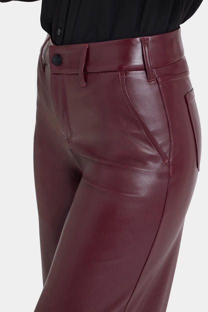 Vegan Stretch Leather Wide Leg Trouser Pants - Tavern