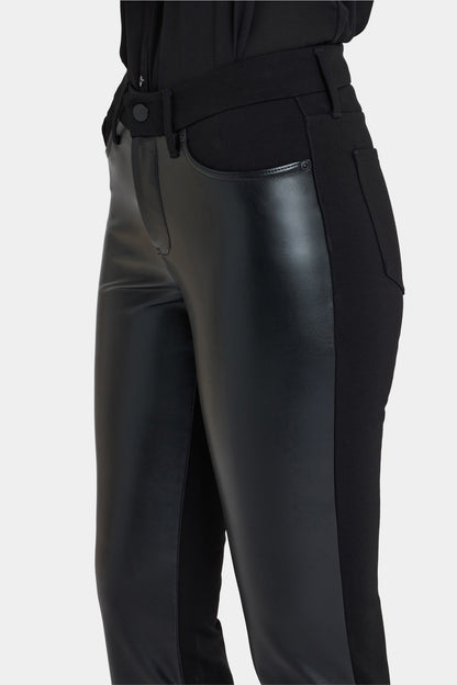 Vegan Leather And Ponte Marilyn Straight Pants - Black