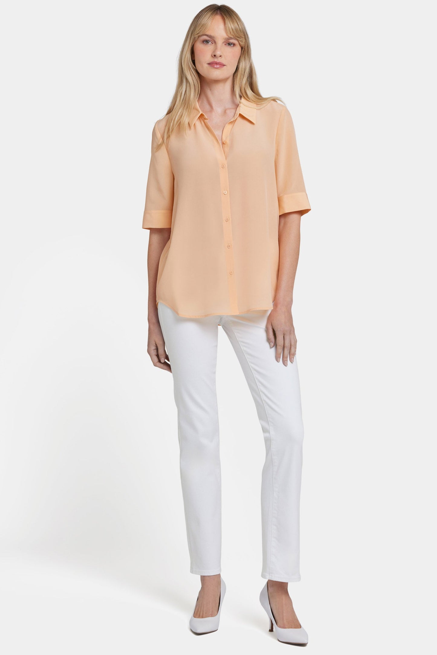 Riley Silk Elbow Sleeved Blouse - Apricot Nectar