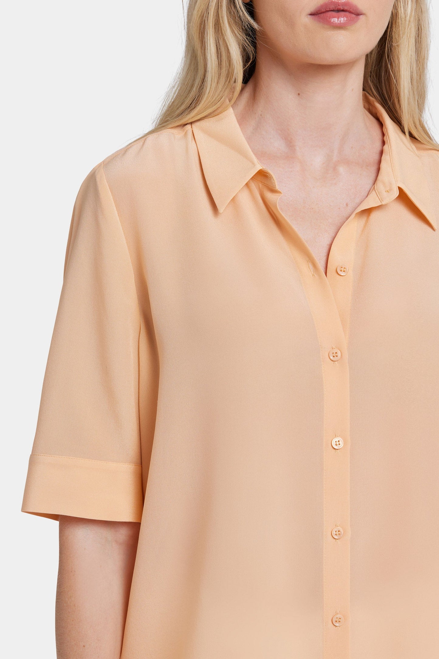 Riley Silk Elbow Sleeved Blouse - Apricot Nectar
