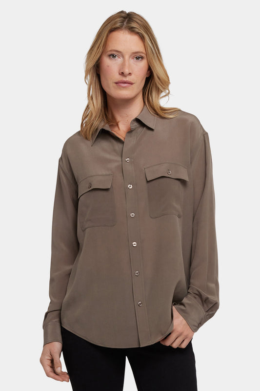 Lauren Silk Blouse - Dark Wood
