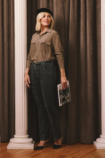 Lauren Silk Blouse - Dark Wood