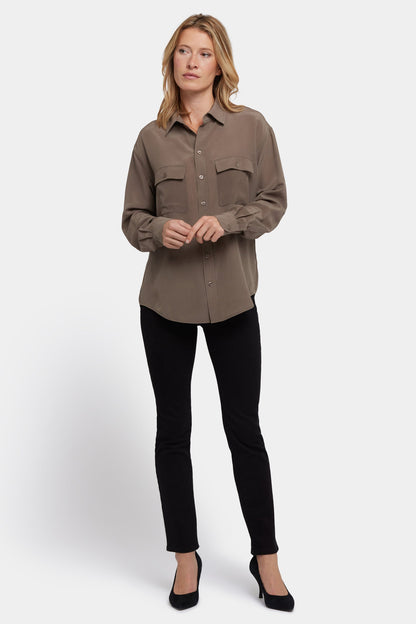 Lauren Silk Blouse - Dark Wood