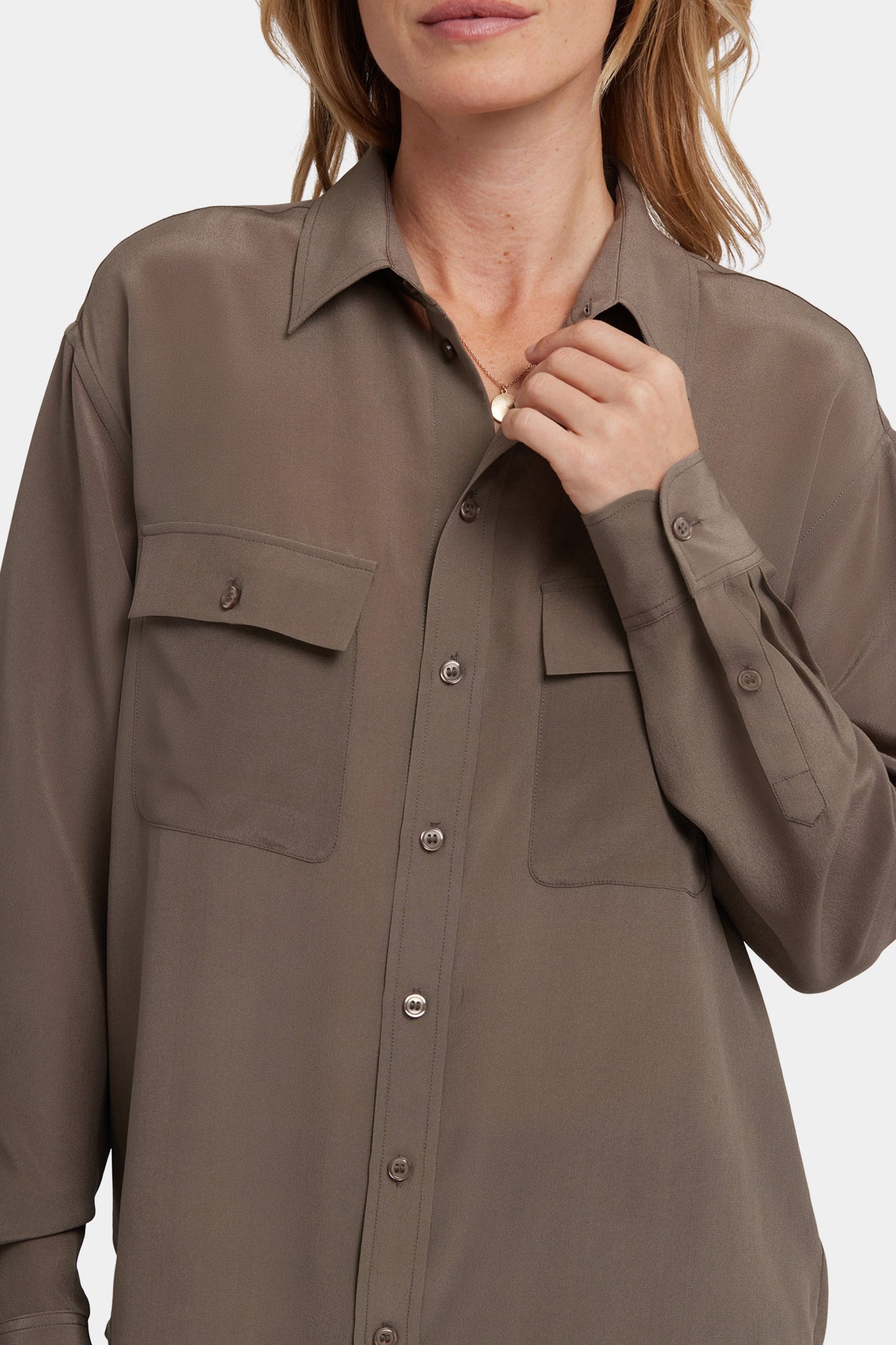 Lauren Silk Blouse - Dark Wood