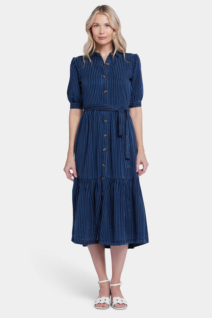 Kate Ruffle Dress  - Dark Ocean