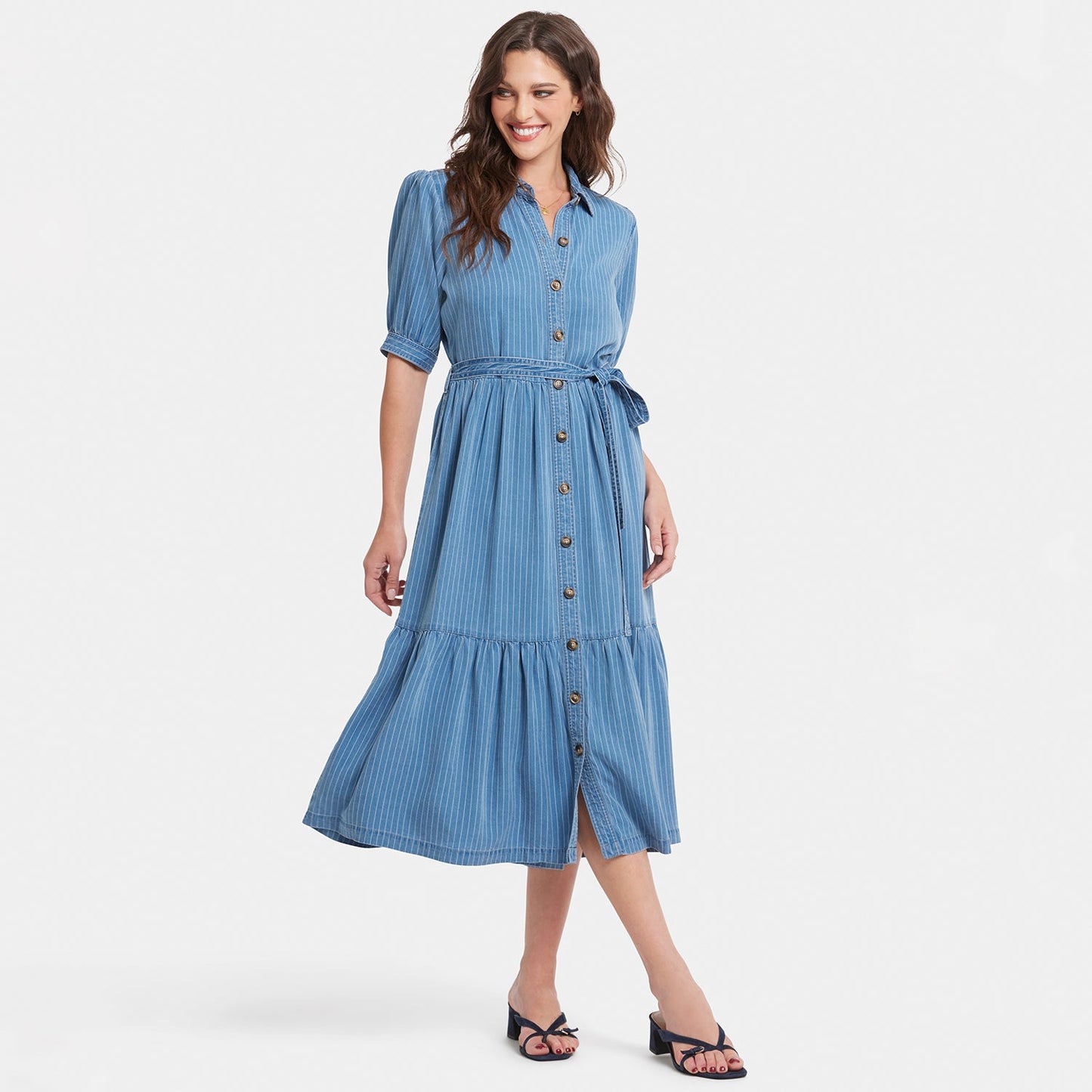 Kate Ruffle Dress  - Light Marine
