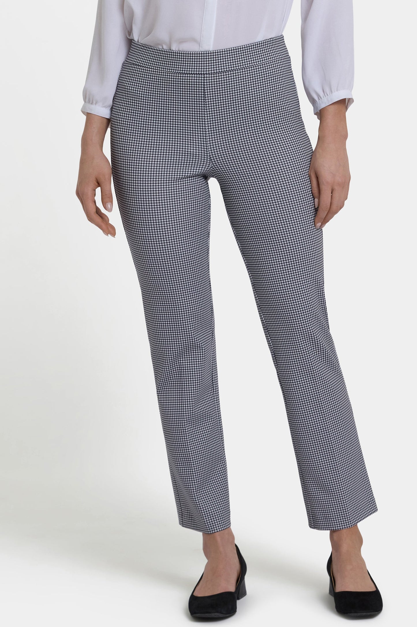 Pull-On Slim Ankle Trouser Pants - Harris Houndstooth