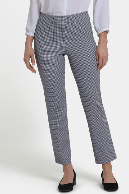 Pull-On Slim Ankle Trouser Pants - Harris Houndstooth