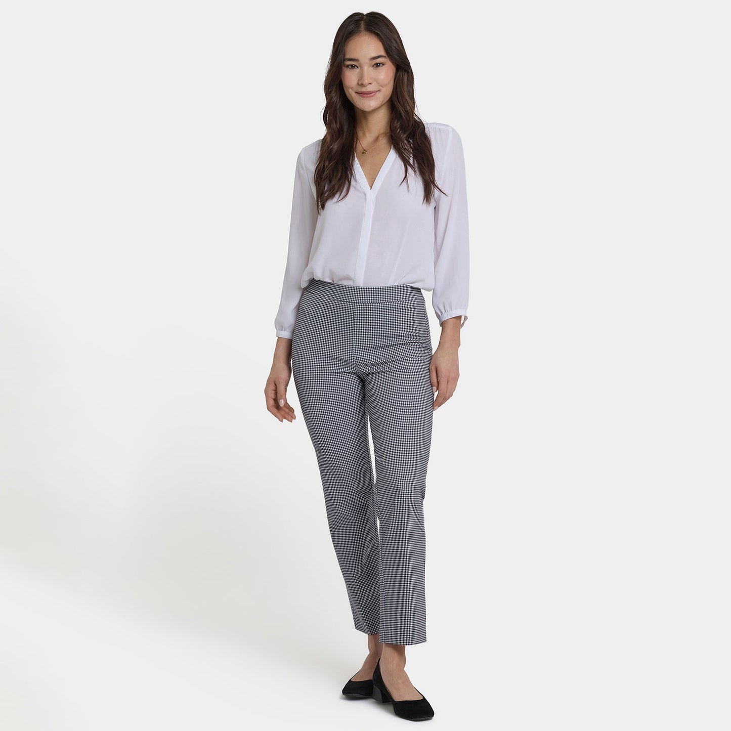 Pull-On Slim Ankle Trouser Pants - Harris Houndstooth