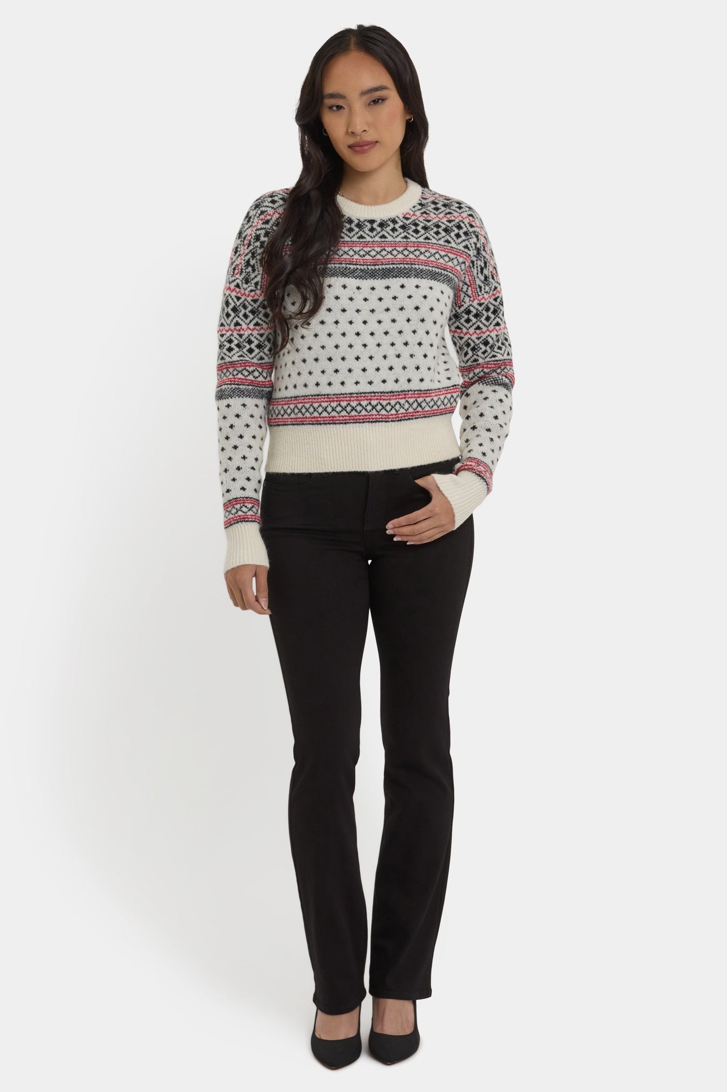 Fairisle Pullover Sweater - Ivory Black