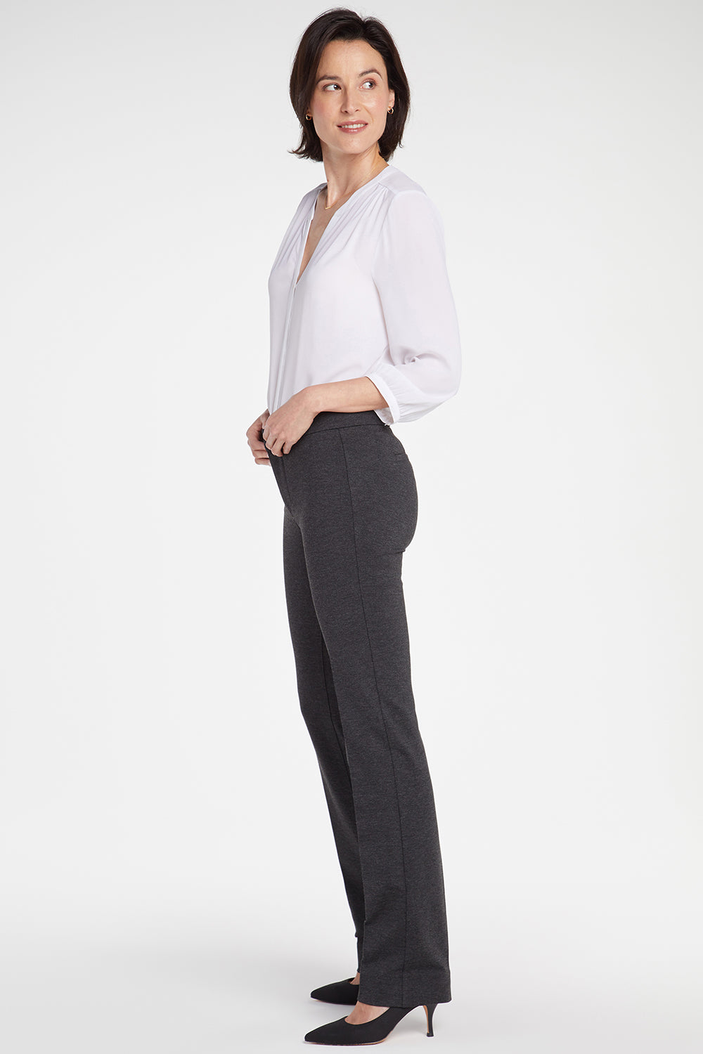 Slim Trouser Pants In Petite - Charcoal Heathered