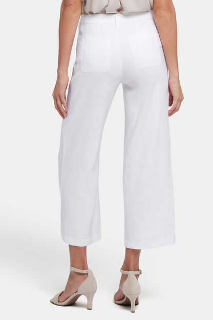 Wide Leg Cargo Capri Pants In Petite - Optic White