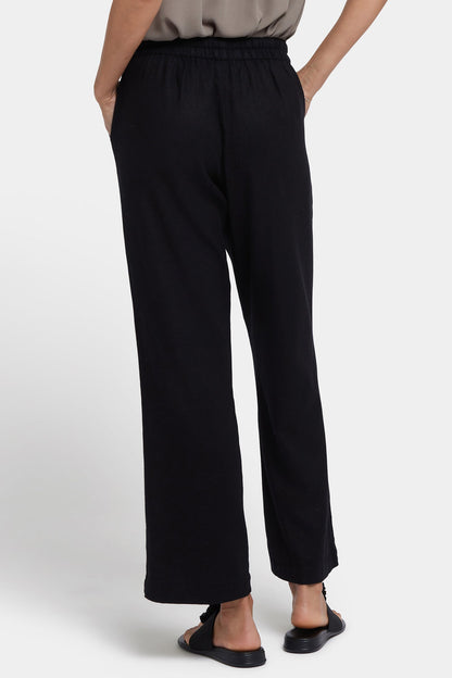 Relaxed Drawstring Pull-On Pants In Petite - Black