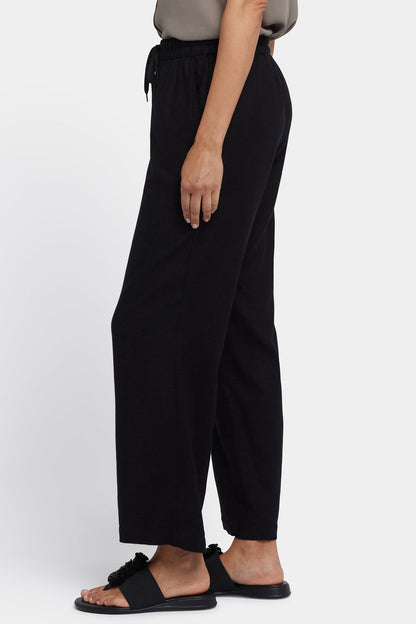 Relaxed Drawstring Pull-On Pants In Petite - Black