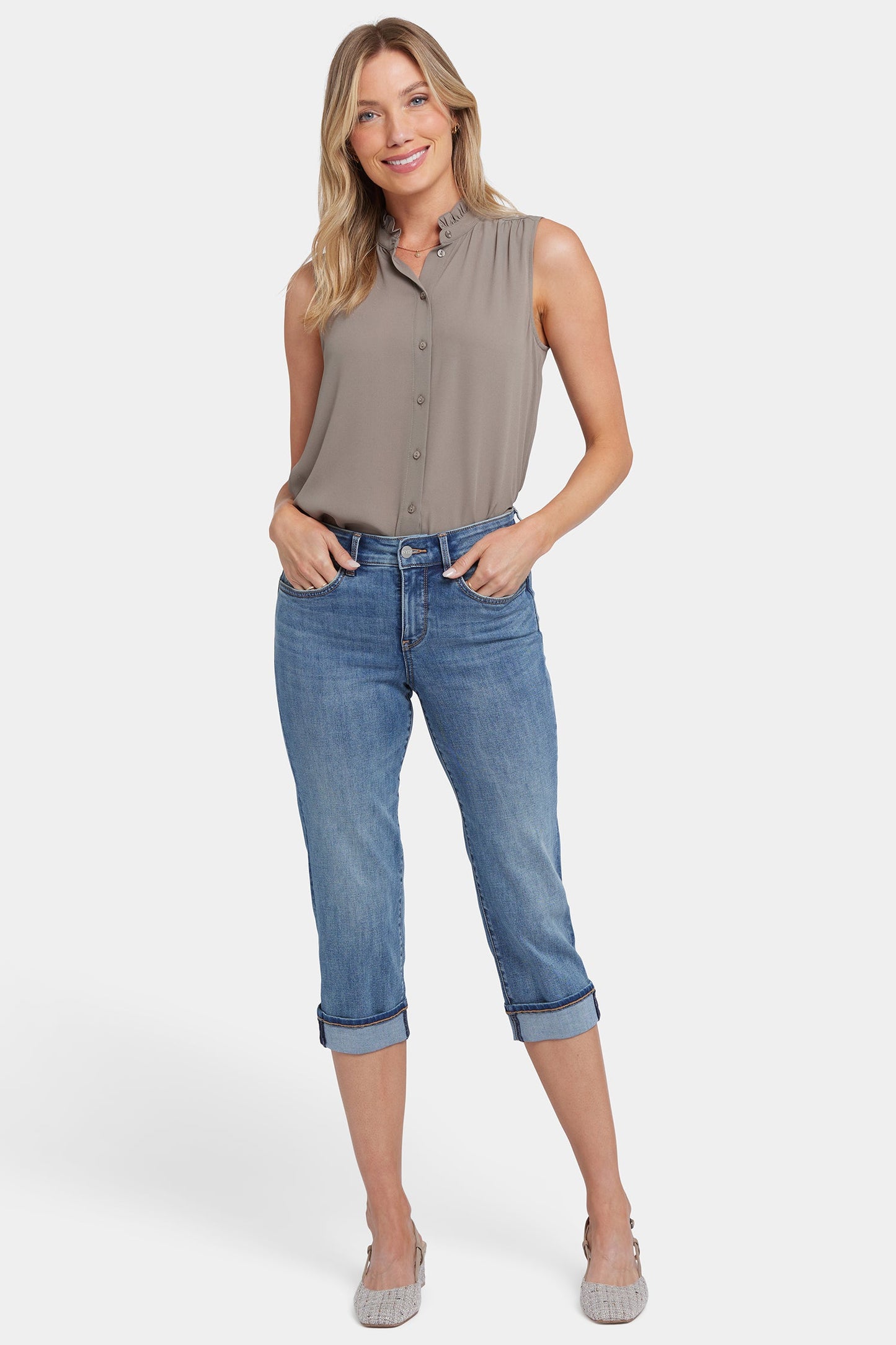 Marilyn Straight Crop Jeans In Petite - Majorca Bay