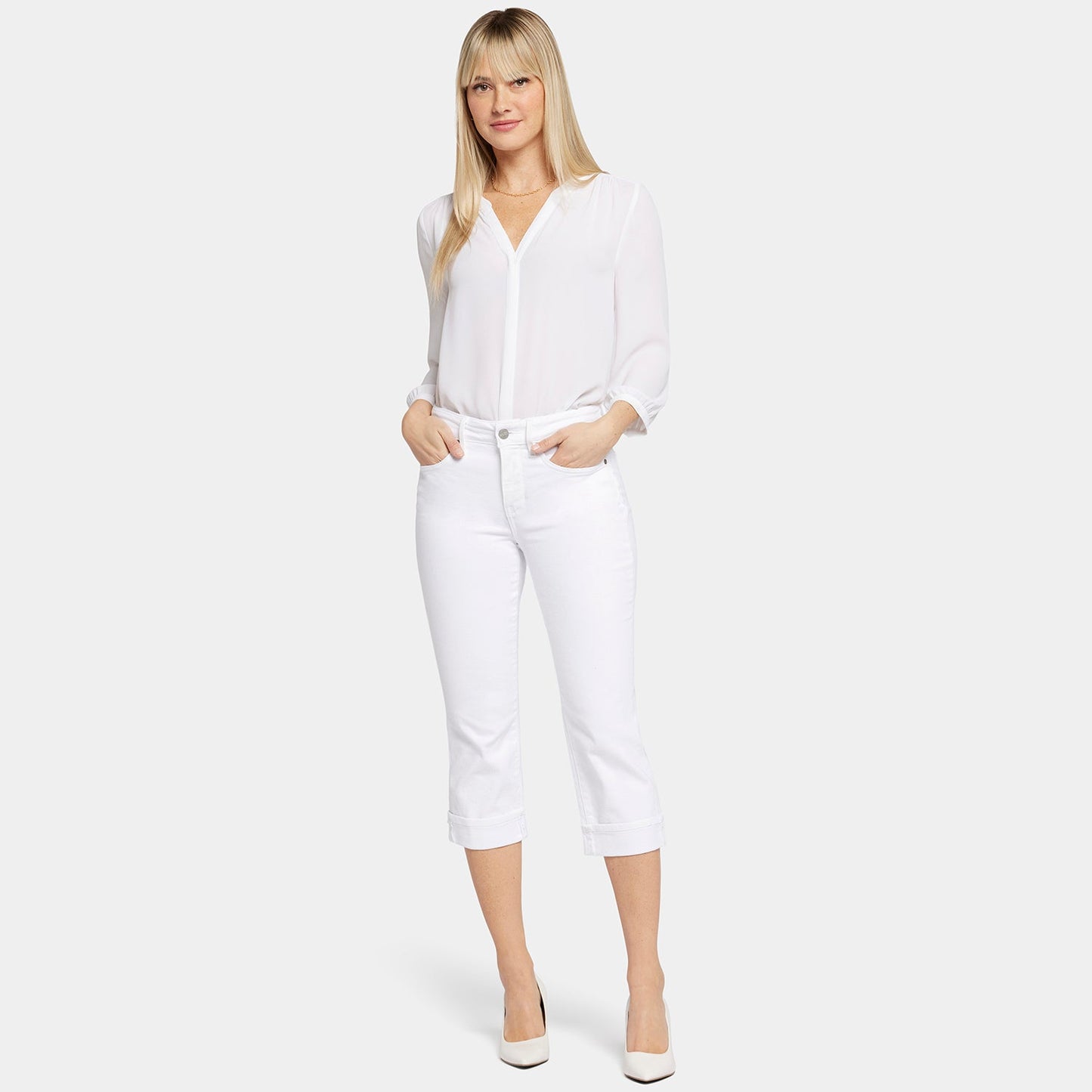 Marilyn Straight Crop Jeans In Petite - Optic White