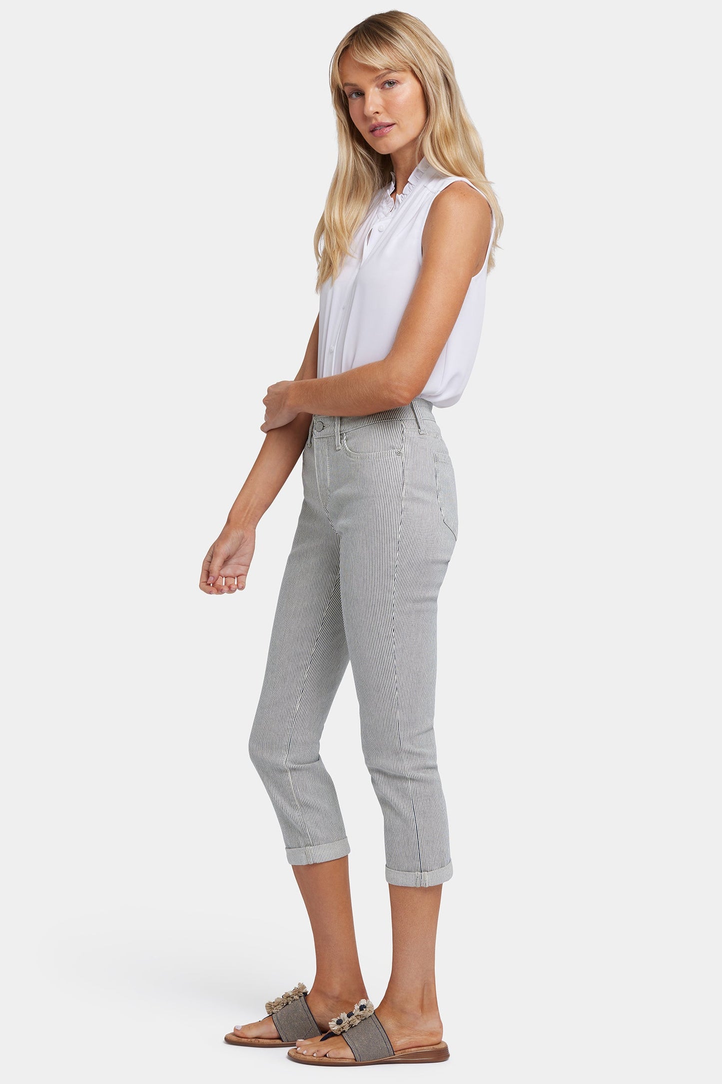 Chloe Skinny Capri Jeans In Petite - Luarca Stripe