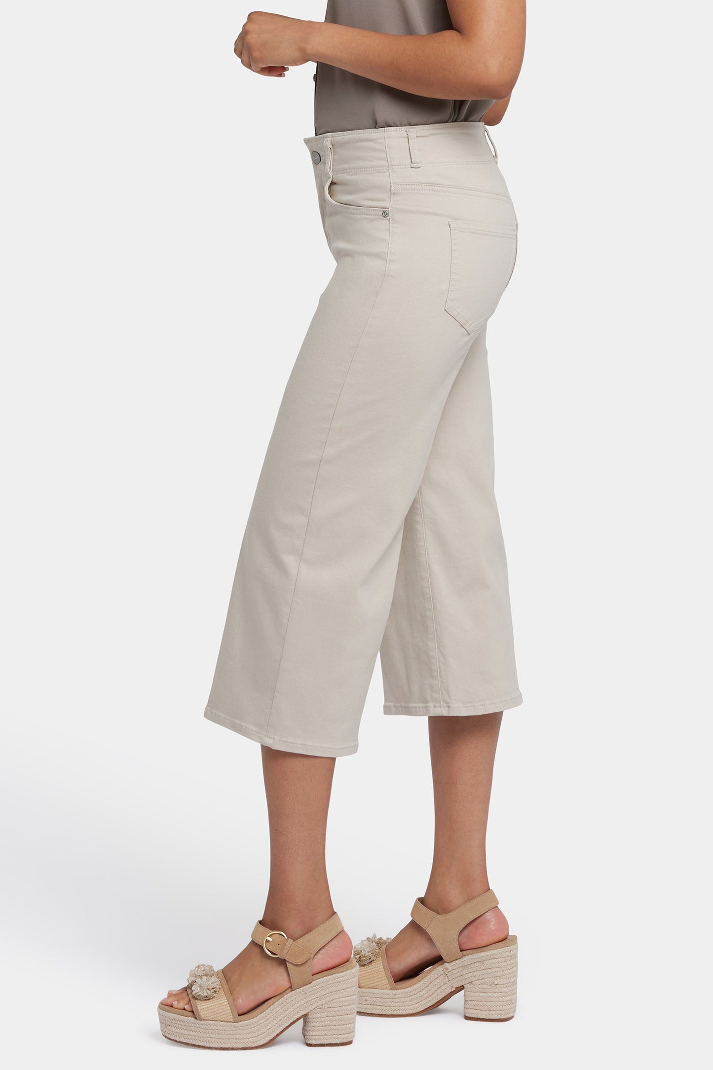 Brigitte Wide Leg Capri Jeans In Petite - Feather