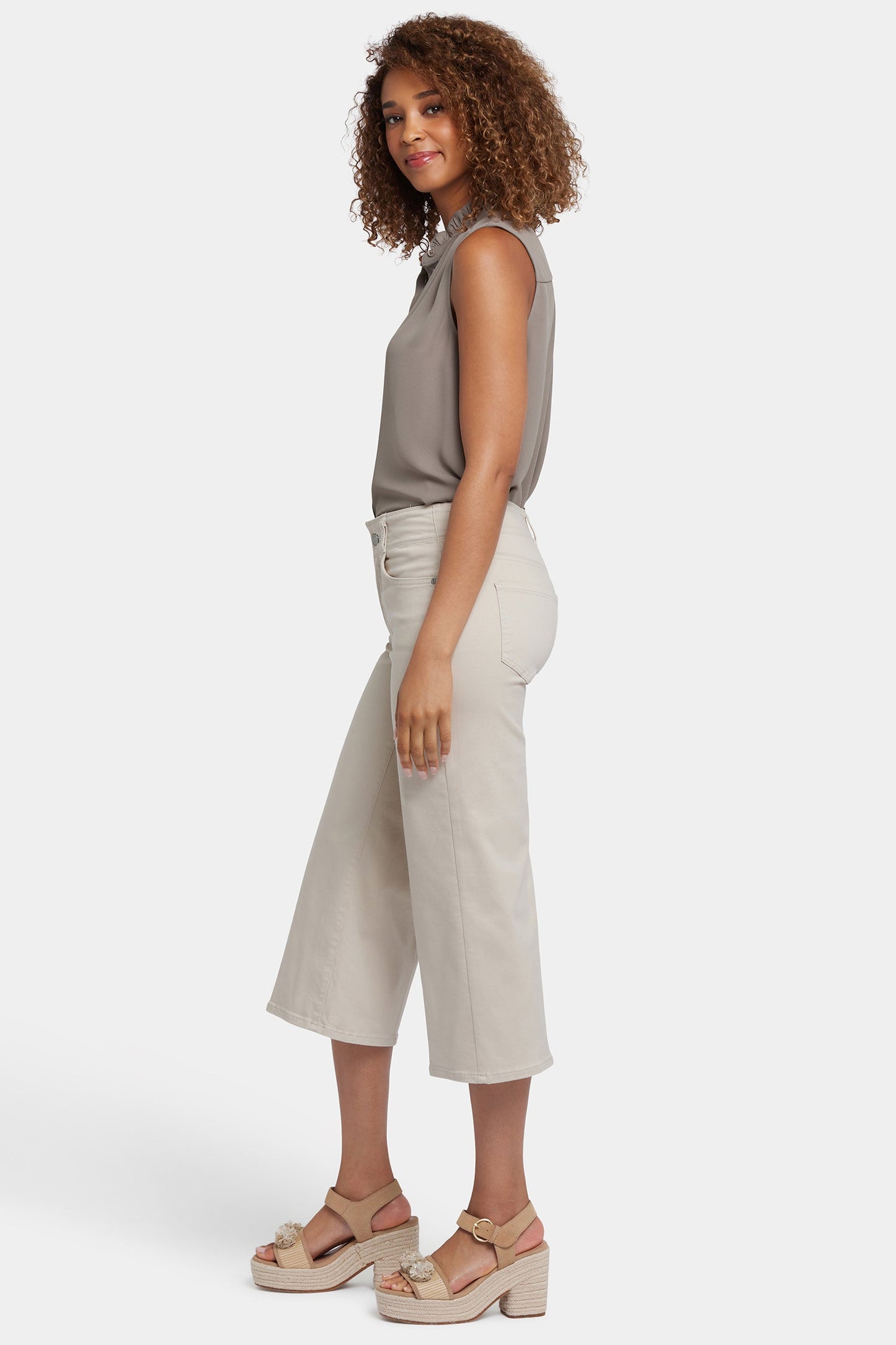 Brigitte Wide Leg Capri Jeans In Petite - Feather