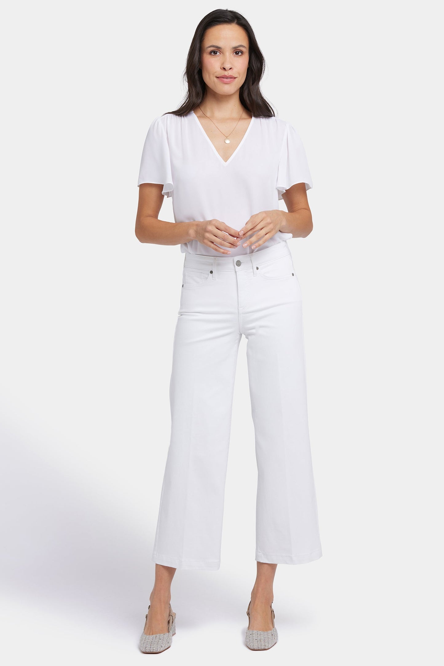 Teresa Wide Leg Ankle Jeans In Petite - Optic White